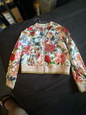 H&M x Nathalie Lete Floral Satin Bomber Jacket